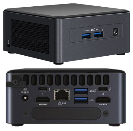 Intel NUC11TNHi5 (Intel Core i5-1135G7 up to 4,20GHz, 1x HDMI, 1x Mini DP, 2x Thunderbolt, <b>2,5" SATA SSD</b> Support)