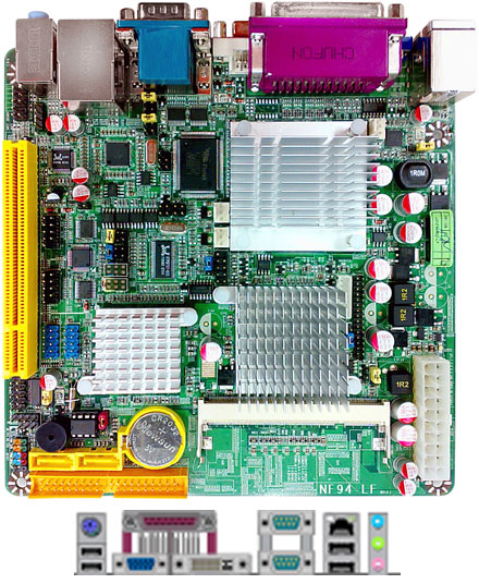 Jetway JNF94-270-LF (mit integrierter Atom 1.6Ghz CPU, DualChannel (DVI+DSUB), LVDS, HDTV) [<b>LFTERLOS</b>]